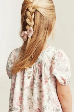 Kids white floral puff sleeve dress