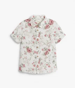 Kids white floral short-sleeved shirt