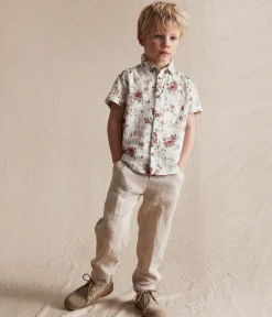 Kids white floral short-sleeved shirt