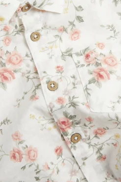 Kids white floral short sleeved shirt