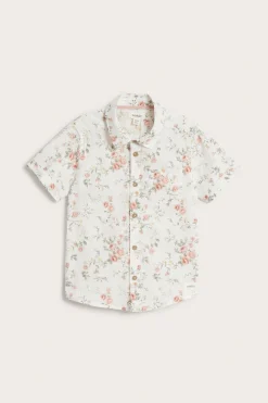 Kids white floral short sleeved shirt