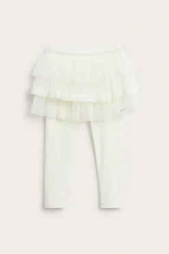 Kids white leggings with tulle skirt