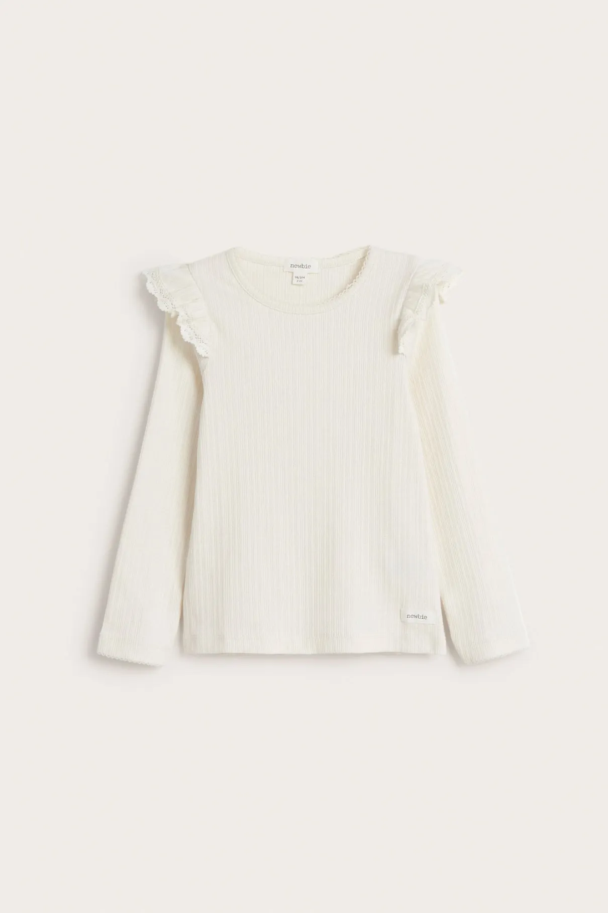 Kids white ribbed top with frills