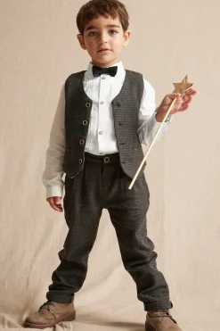 Kids white tuxedo bow tie shirt