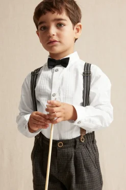 Kids white tuxedo bow tie shirt