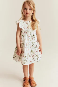 Kids woven wild strawberry dress