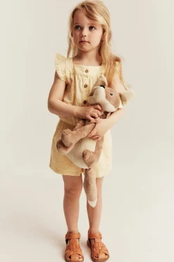 Kids yellow embroidered jumpsuit