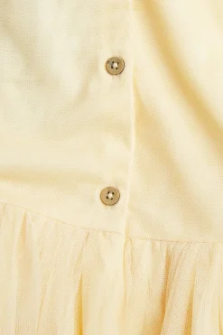 Kids yellow mesh dress with embroidery