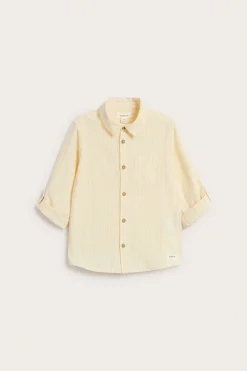 Kids yellow woven shirt with collar