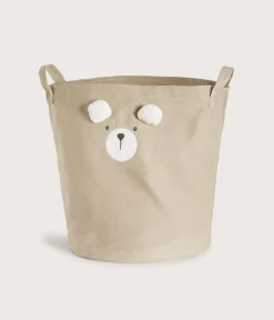 Large storage basket with bear face