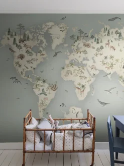 Little Explorer Mural blue wallpaper