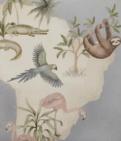Little Explorer Mural blue wallpaper