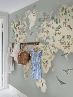 Little Explorer Mural blue wallpaper