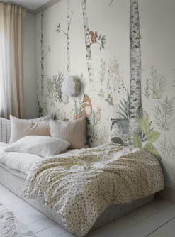 Magic Forest Mural coral wallpaper