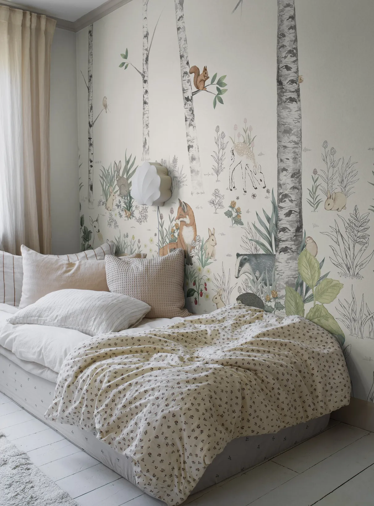 Magic Forest Mural coral wallpaper