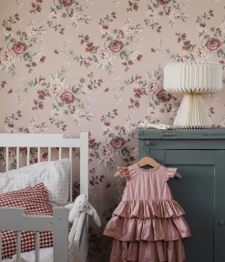 Nomi pink floral wallpaper