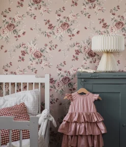 Nomi pink floral wallpaper sample