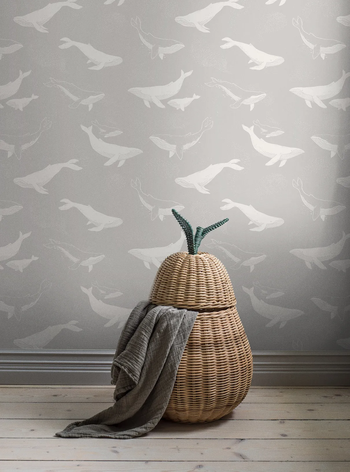 Whales grey wallpaper