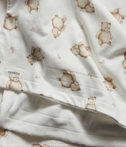 White teddy bear cot blanket