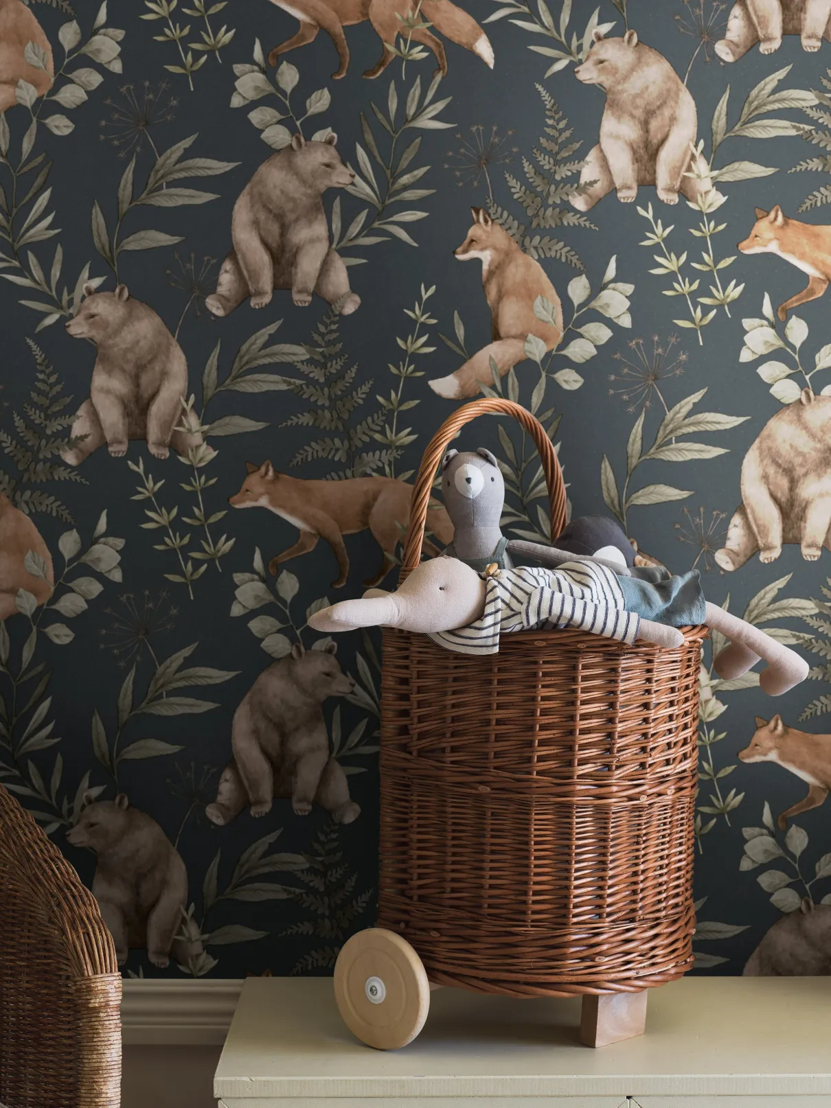 Wild Forest blue fox & bear wallpaper