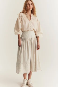 Women's beige embroidery skirt