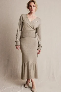 Womens beige knitted skirt
