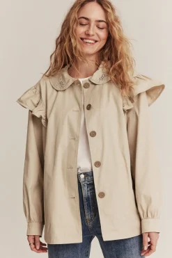 Women's beige short trench coat