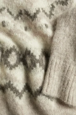 Women's beige wool and mohair-blend jumper