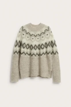 Women's beige wool and mohair-blend jumper