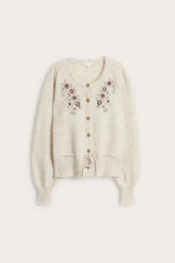Women's beige wool blended cardigan