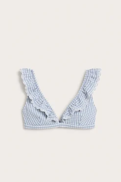 Women's blue checked bikini top