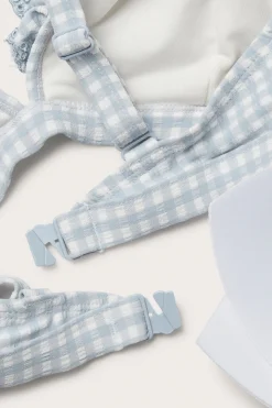 Women's blue checkered bikini top