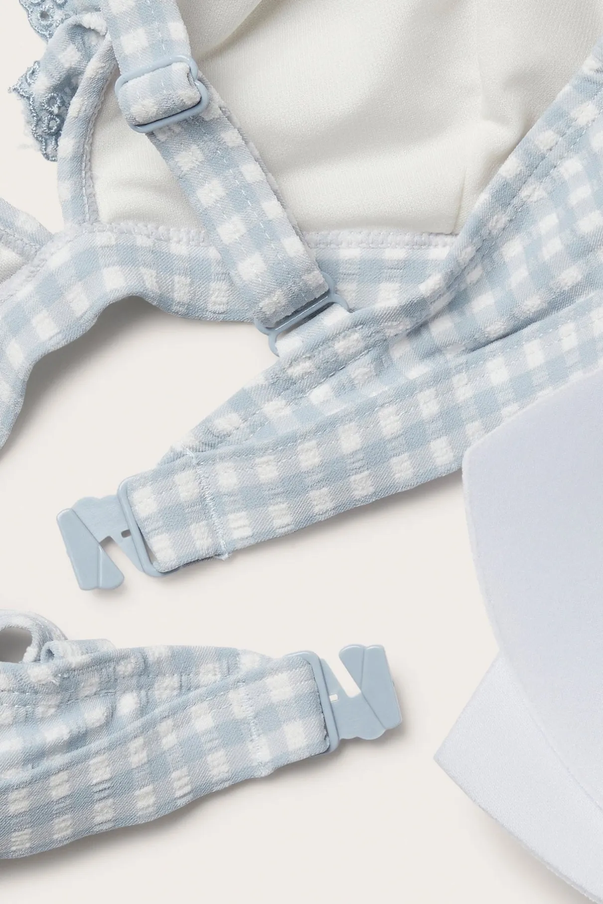 Women's blue checkered bikini top