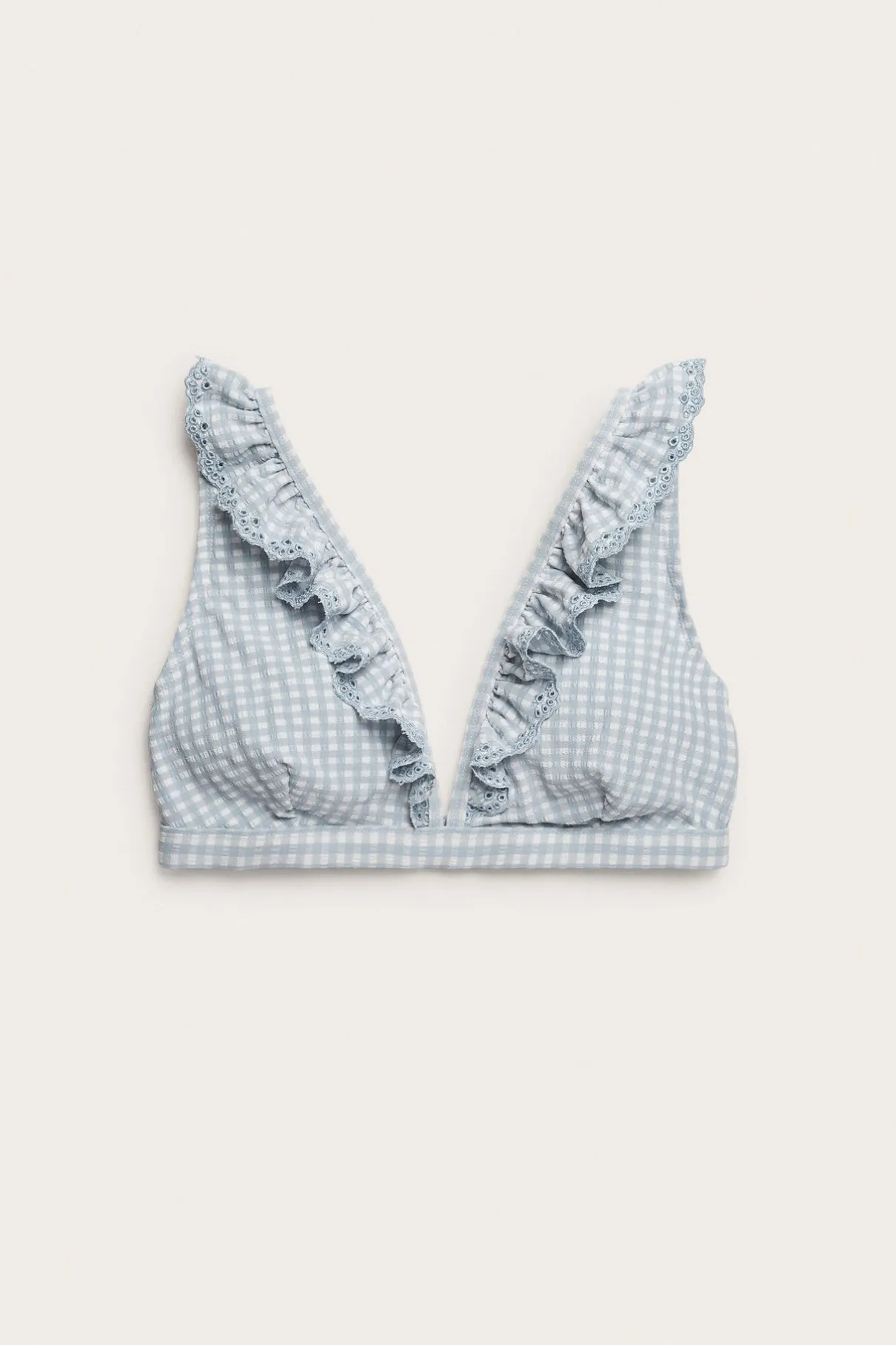 Women's blue checkered bikini top