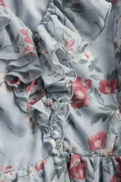 Women's blue floral chiffon dress
