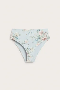 Women's blue floral high-waist bikini briefs