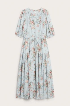 Women's blue floral viscose dress