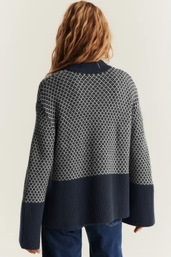Women's blue knitted wool jumper