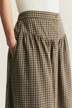 Women's brown checked skirt