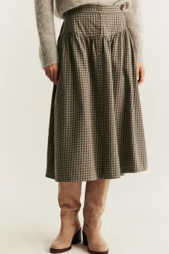 Women's brown checked skirt