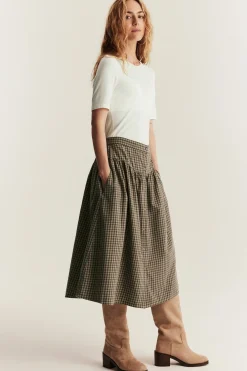 Women's brown checked skirt