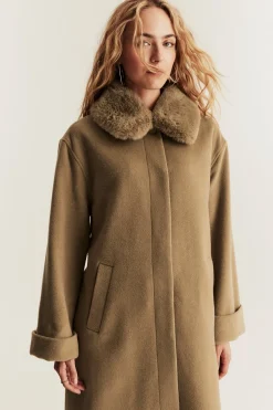 Women's brown wool blended coat