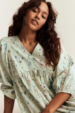 Women’s green floral cotton dress