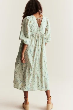 Women’s green floral cotton dress