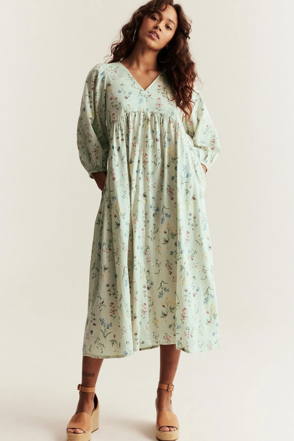 Women’s green floral cotton dress