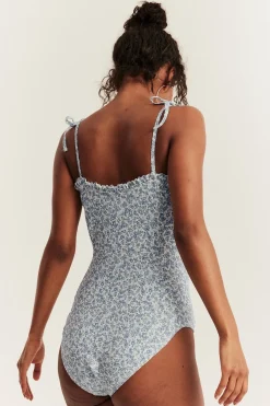 Women's green floral swimsuit