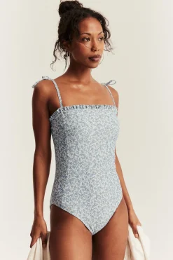 Women's green floral swimsuit