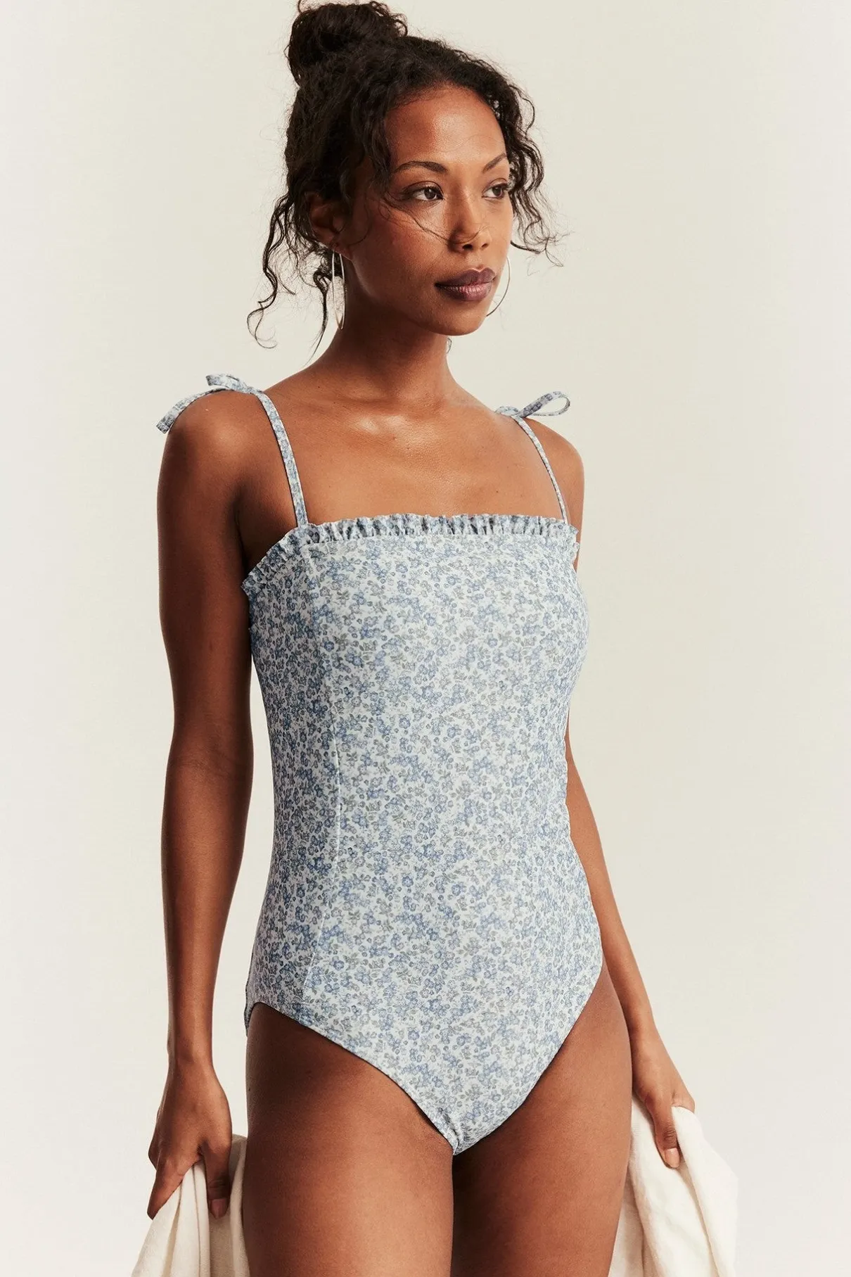 Women's green floral swimsuit