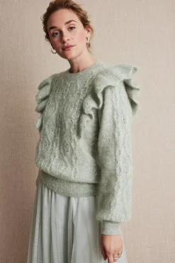 Women's green pattern knitted sweater