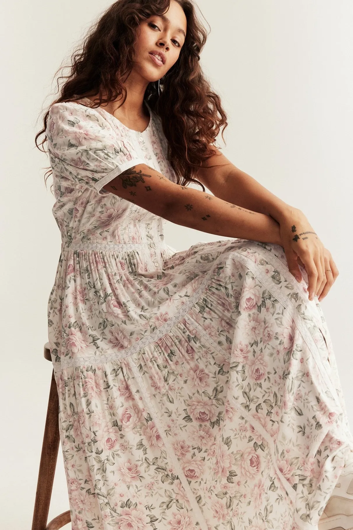 Women's off-white floral dress